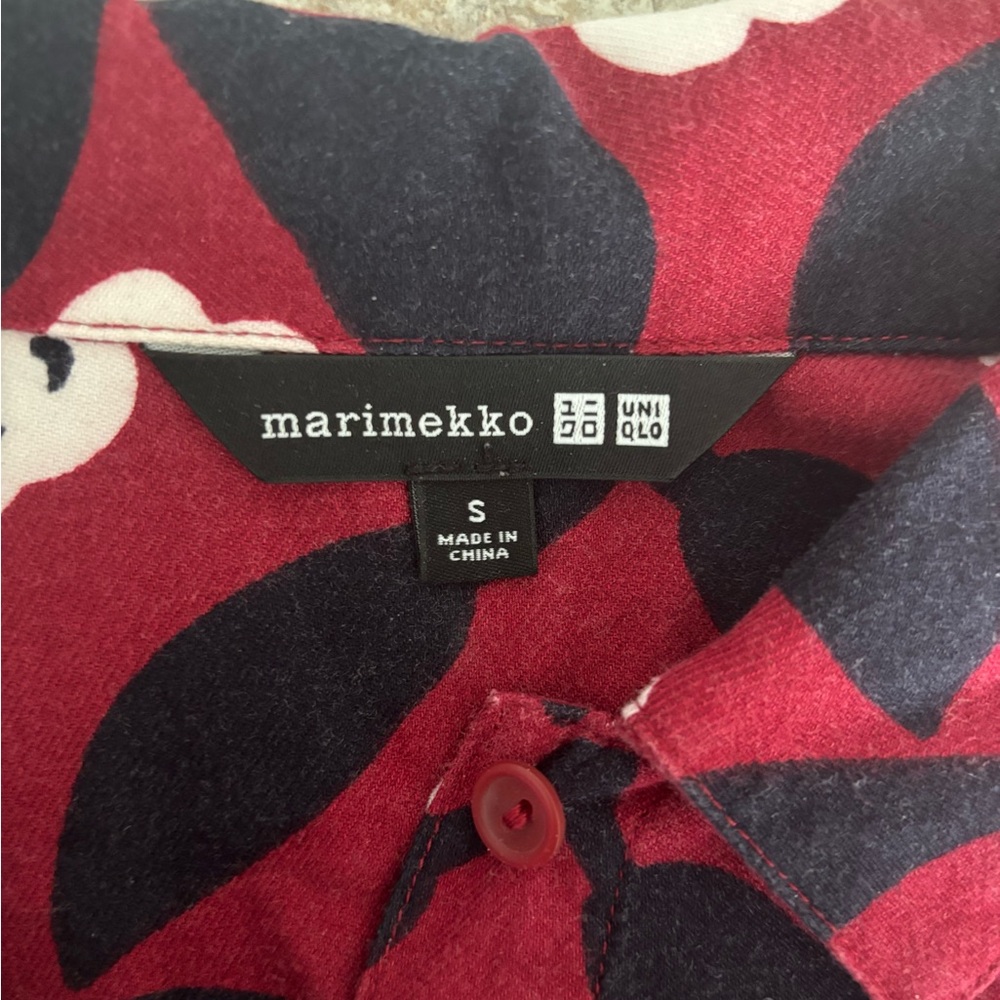 Uniqlo x Marimekko Lounge Flannel Pajama Set Womens Size S  Red Black Floral - Picture 3 of 5